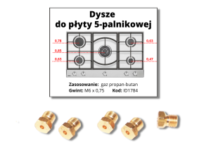 Komplet dysz do płyty 5-palnikowej (propan-butan)