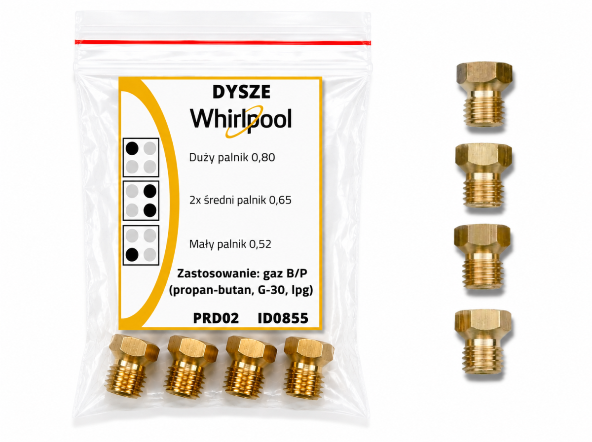 Dysze gazowe Whirlpool LPG propan-butan G30 komplet 4 szt. do kuchenki.png